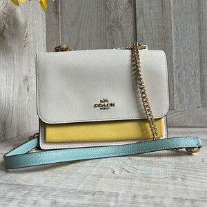 Coach Tricolor Crossbody Bag with Gold Chain